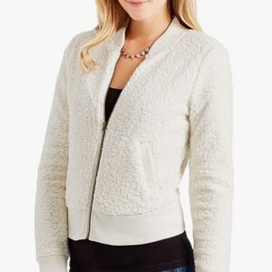 NWOT Aeropostale Womens Sherpa Bomber Jacket, Off-White Size XL